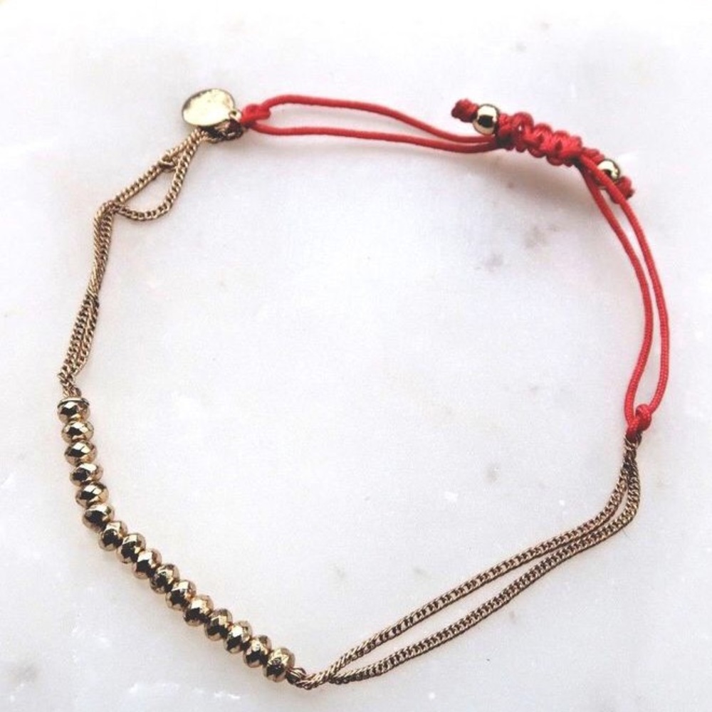 Stella & Dot Gold Beaded Coral Cord Bracelet